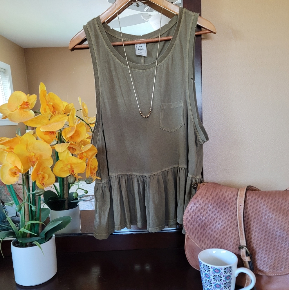 We The Free Distressed Peplum Tank